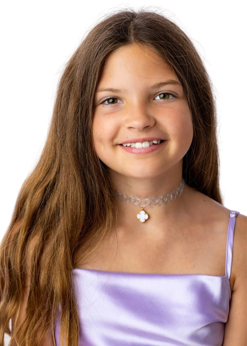 The Dusty Blue Chloe Choker with 18K Gold Plated Charm