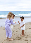 The Sea Lavender Maya Sweatshirt. The relaxed, easy fit makes it perfect for everything from beach mornings and cool evenings to everyday play and travel.