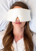 100% Pure Organic Ivory Mulberry Silk Contoured Sleep Mask with Quiet Velcro Closure