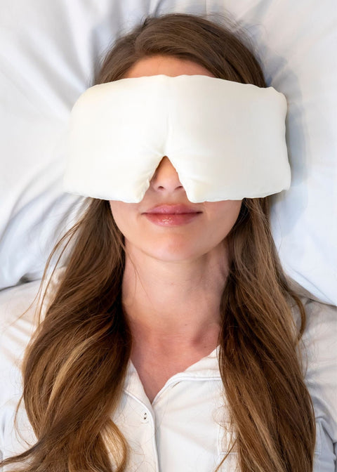 100% Pure Organic Ivory Mulberry Silk Contoured Sleep Mask with Quiet Velcro Closure