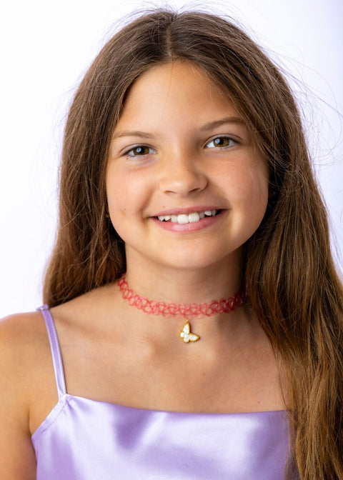 The Pink Chloe Choker with 18K Gold Plated Charm
