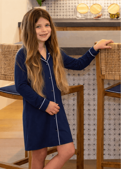 The Moonlit Navy Sophia Pajama Dress